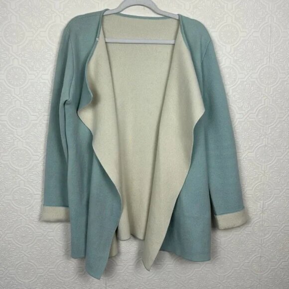 Algo Of Switzerland 100% Cashmere Cardigan Wrap Sweater Tiffany Blue Baby - Picture 1 of 14